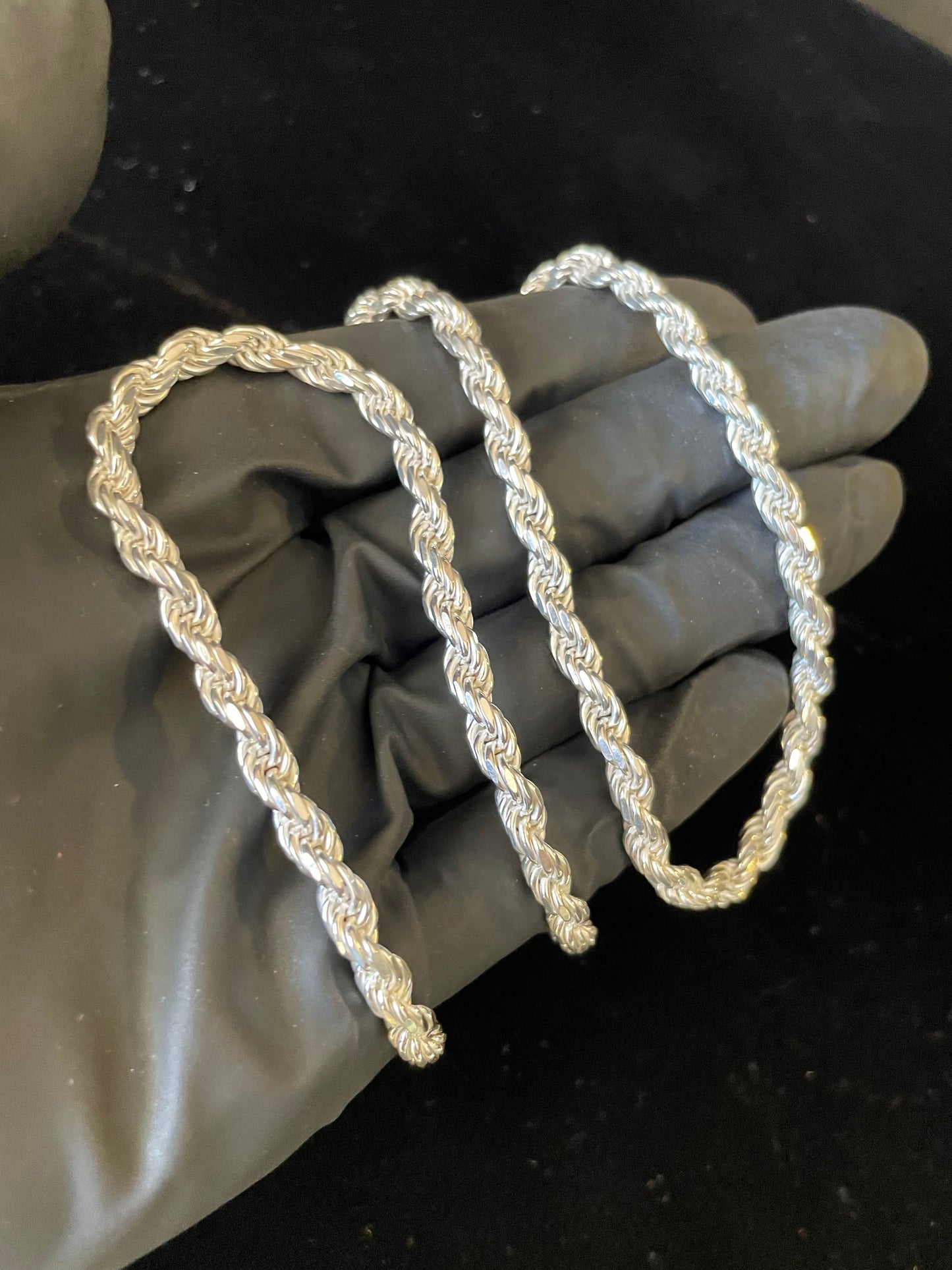 5mm Rope Chains 925 Solid Italy Silver