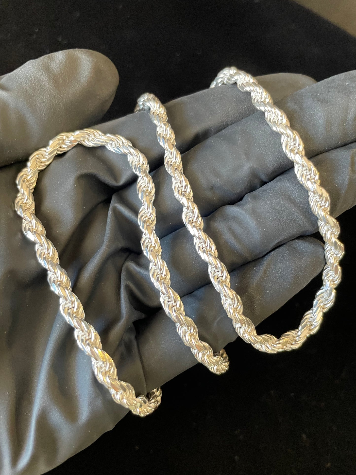 5mm Rope Chains 925 Solid Italy Silver