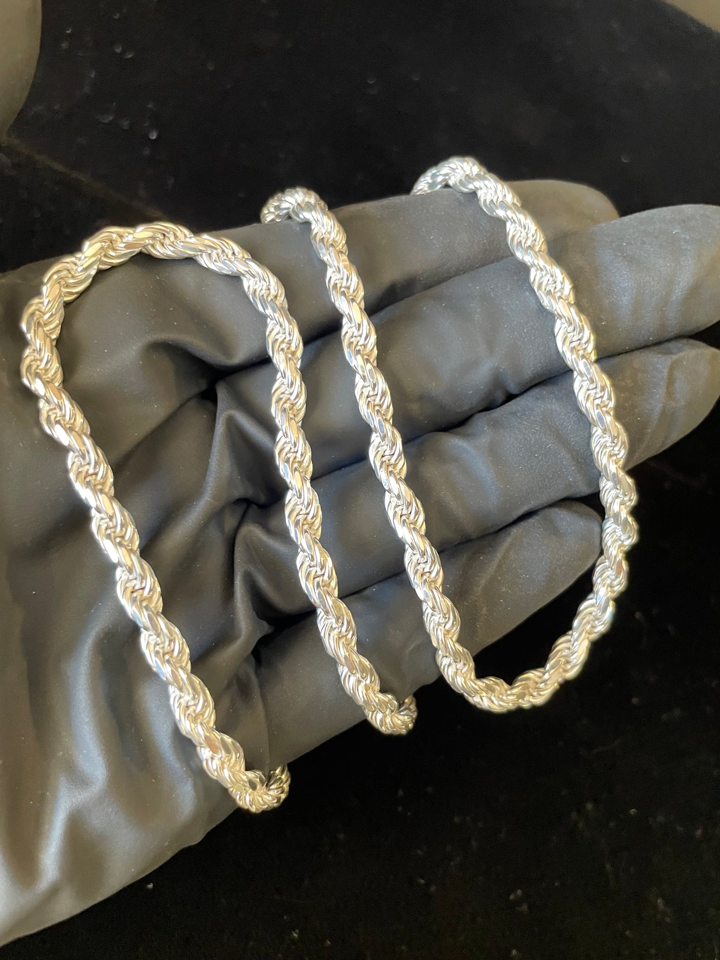5mm Rope Chains 925 Solid Italy Silver