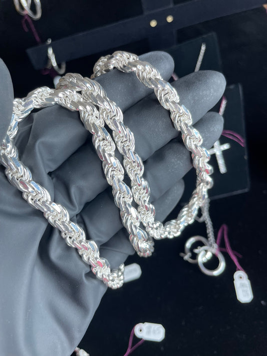 7mm Solid Rope chain 925 Silver