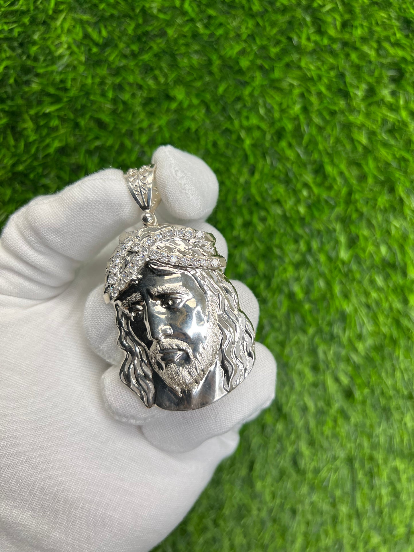 Jesus CZ Crown Pendant