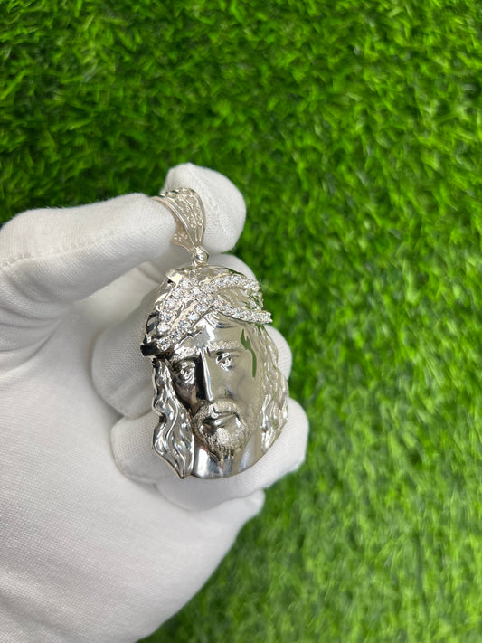 Jesus CZ Crown Pendant