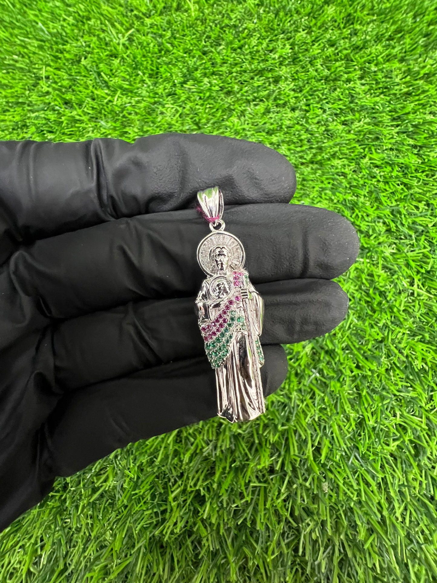 Saint Jude Colored CZ Pendant ￼