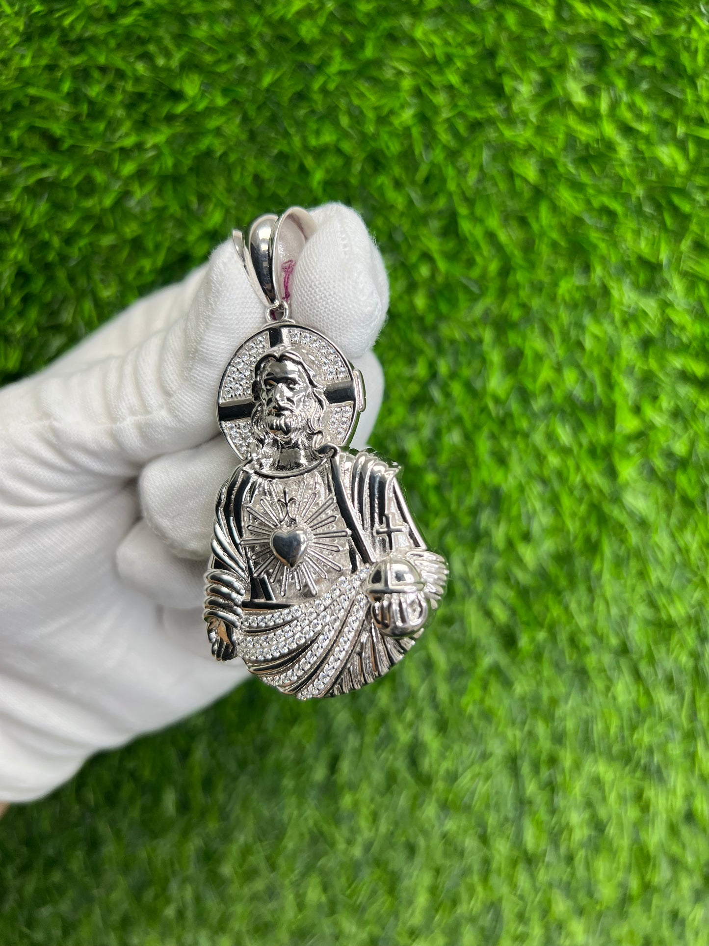 CZ Jesus Heart Pendant