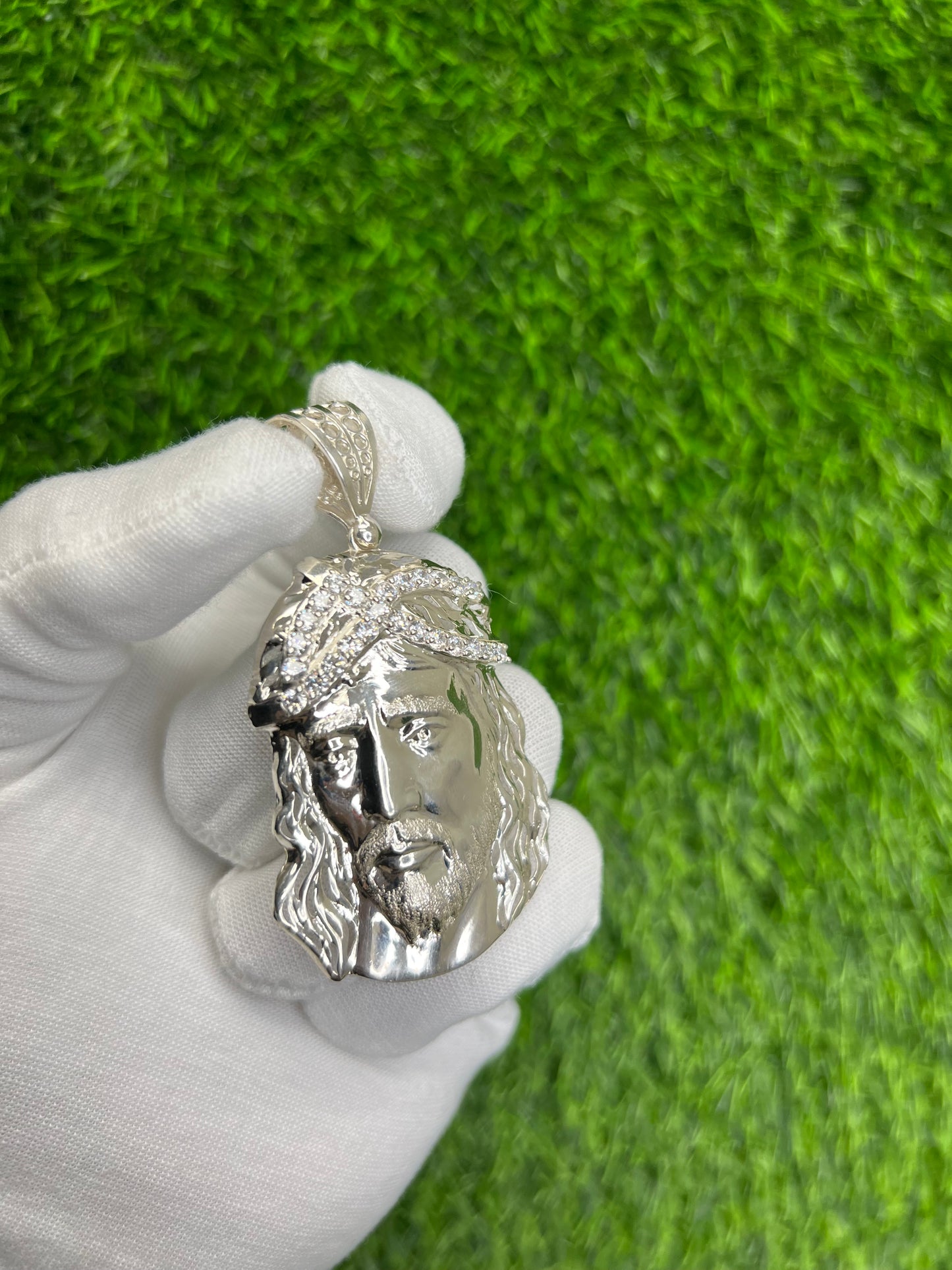 Jesus CZ Crown Pendant