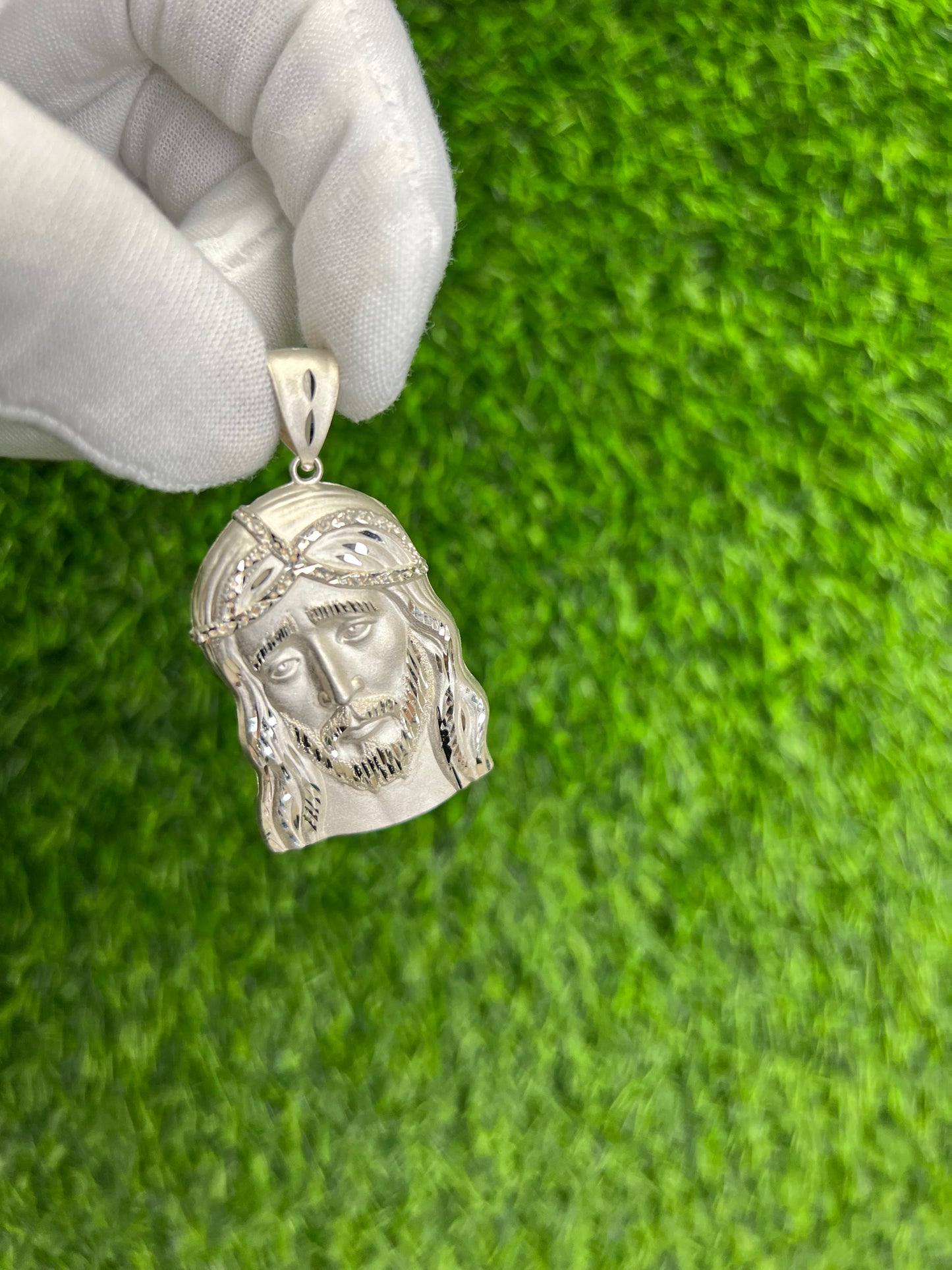 Diamond Cut Sad Jesus Face Pendant
