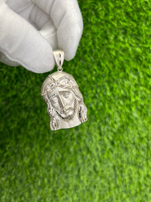 Diamond Cut Sad Jesus Face Pendant