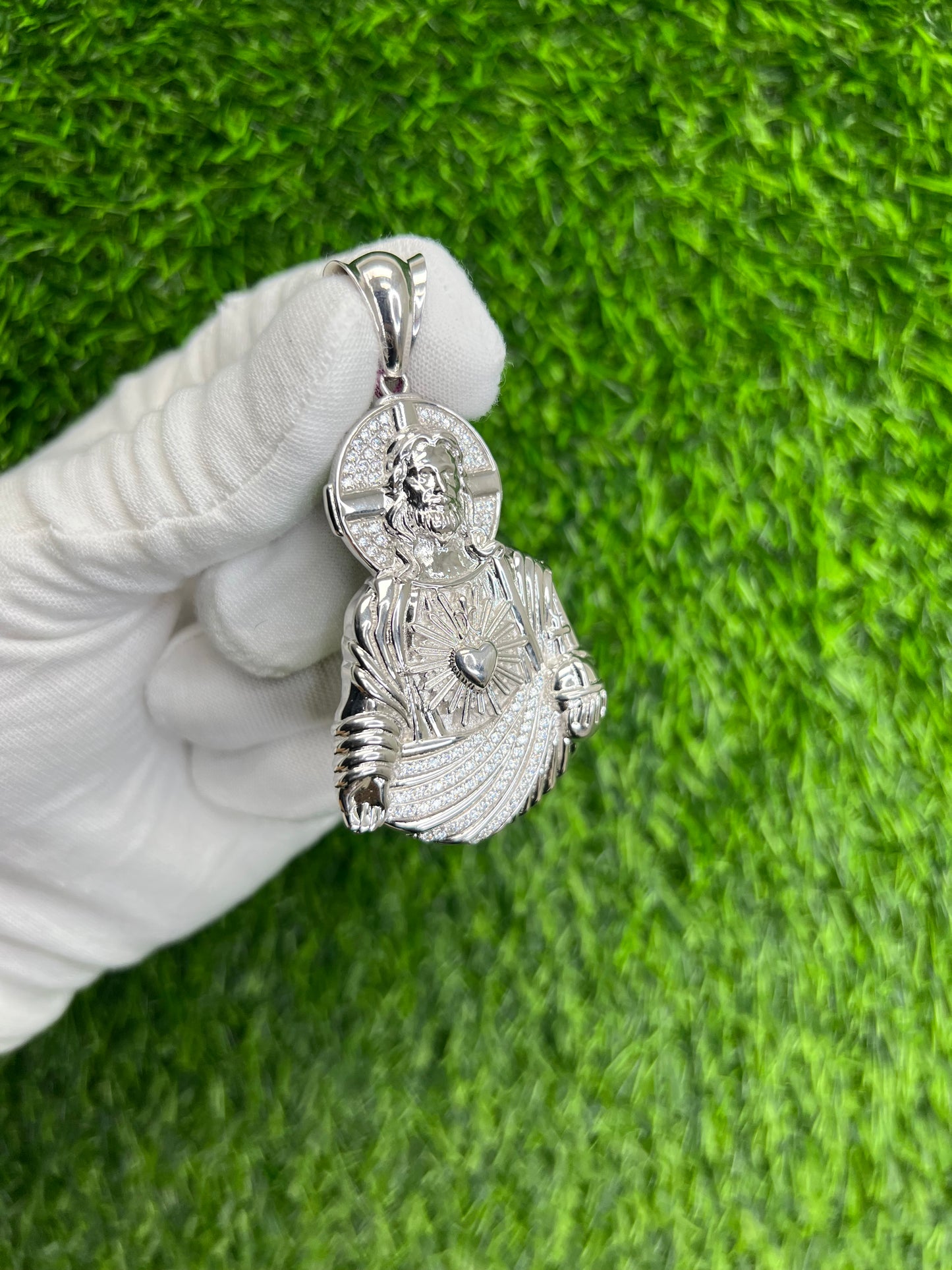 CZ Jesus Heart Pendant