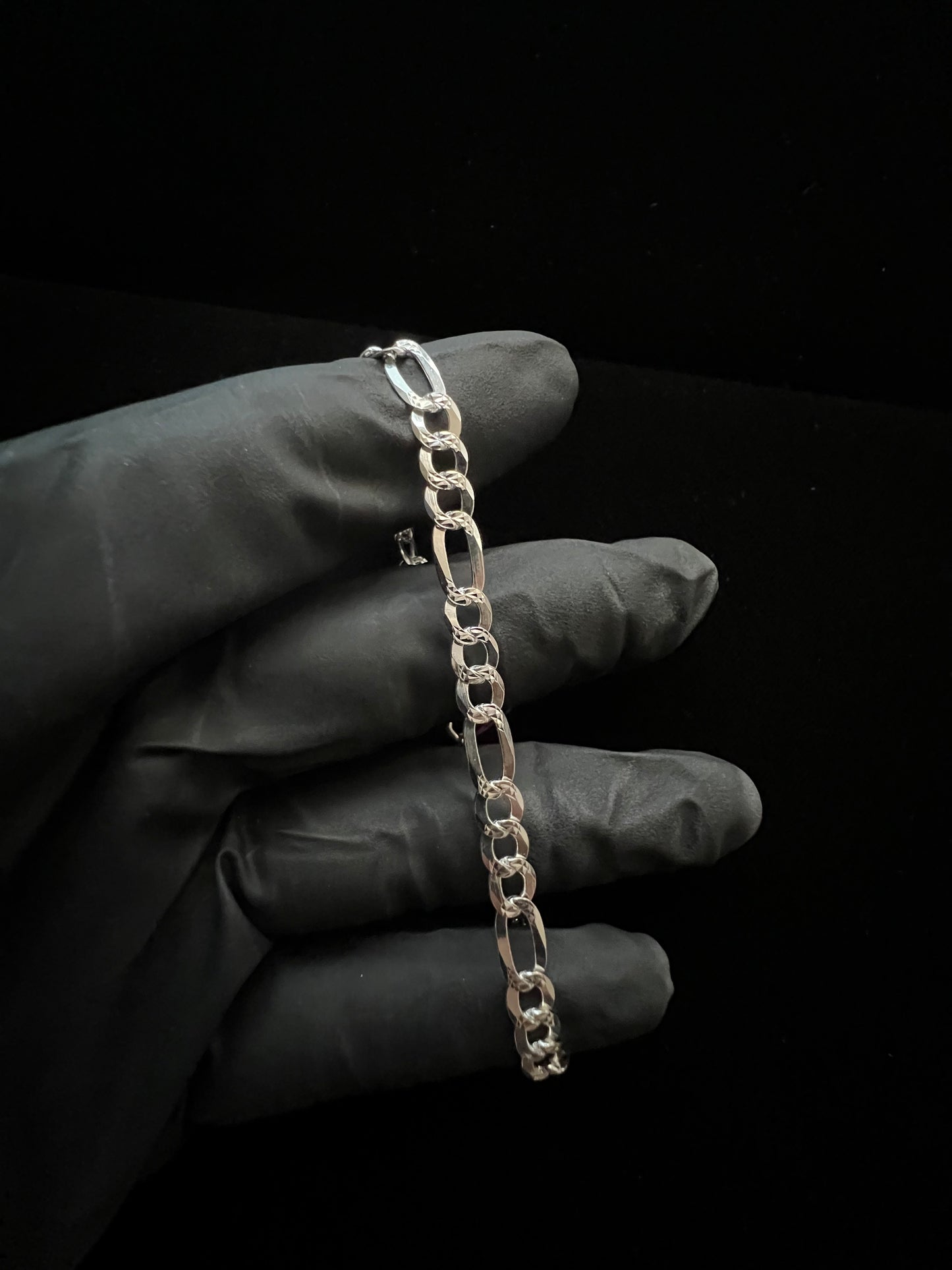 6mm Figaro Diamond Cut Bracelet