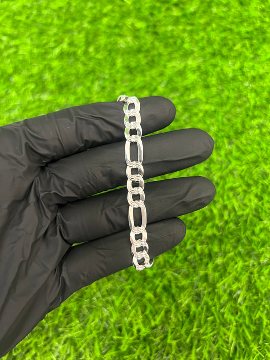 7.8mm Figaro Diamond Cut Bracelet