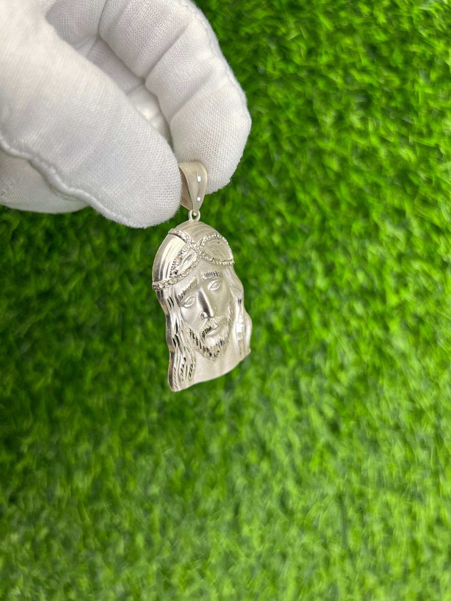 Diamond Cut Sad Jesus Face Pendant