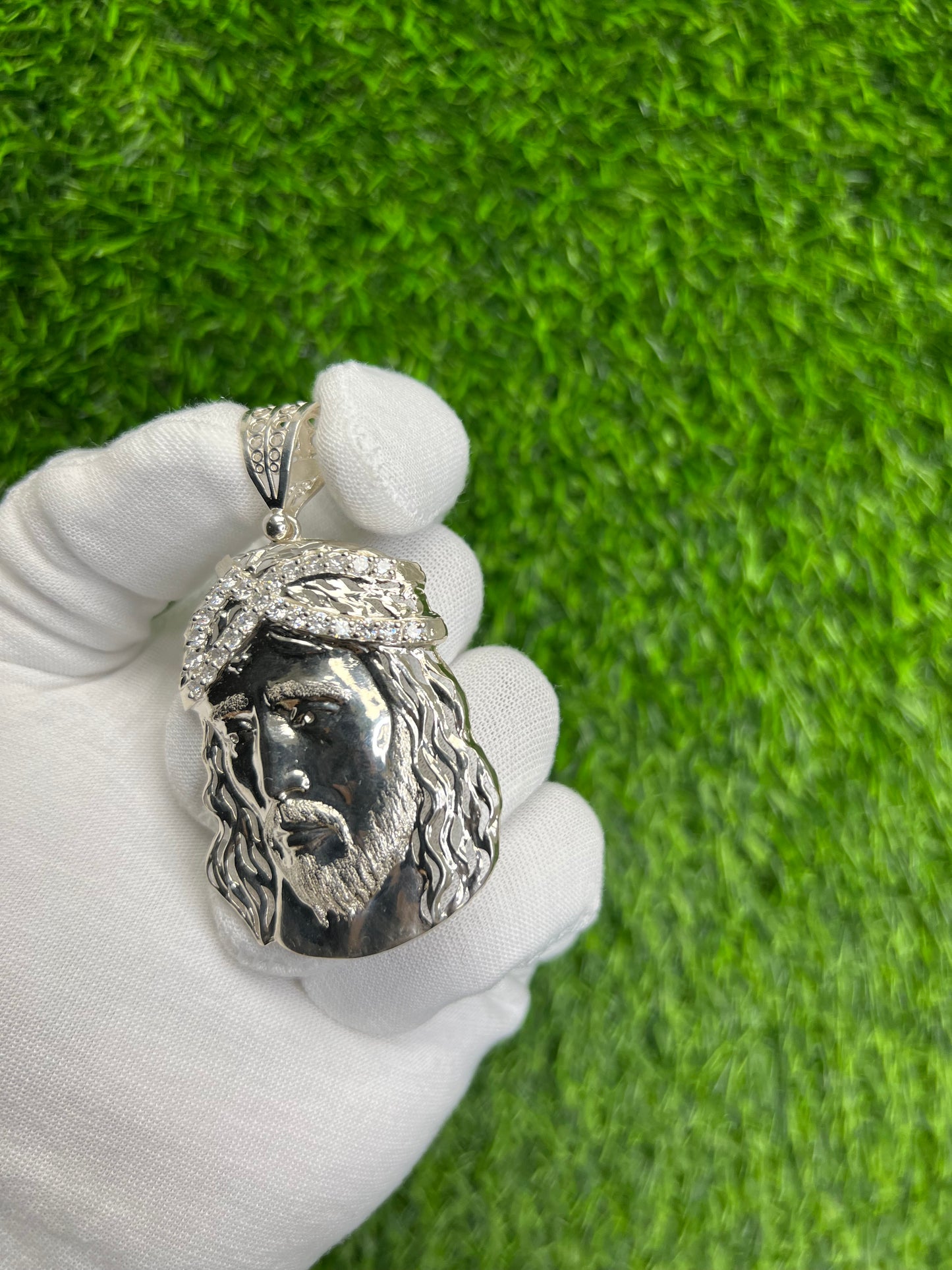 Jesus CZ Crown Pendant