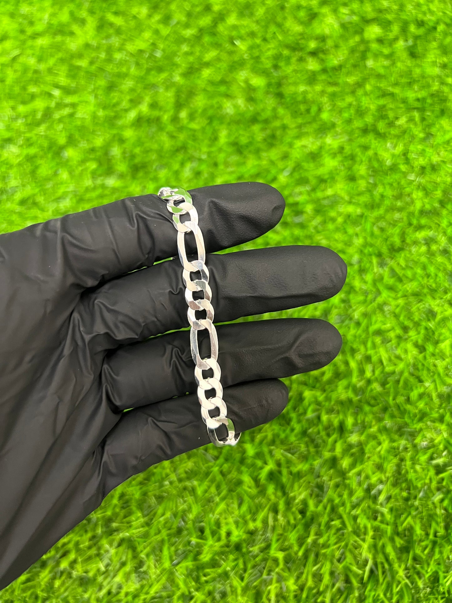 7.8mm Figaro Diamond Cut Bracelet