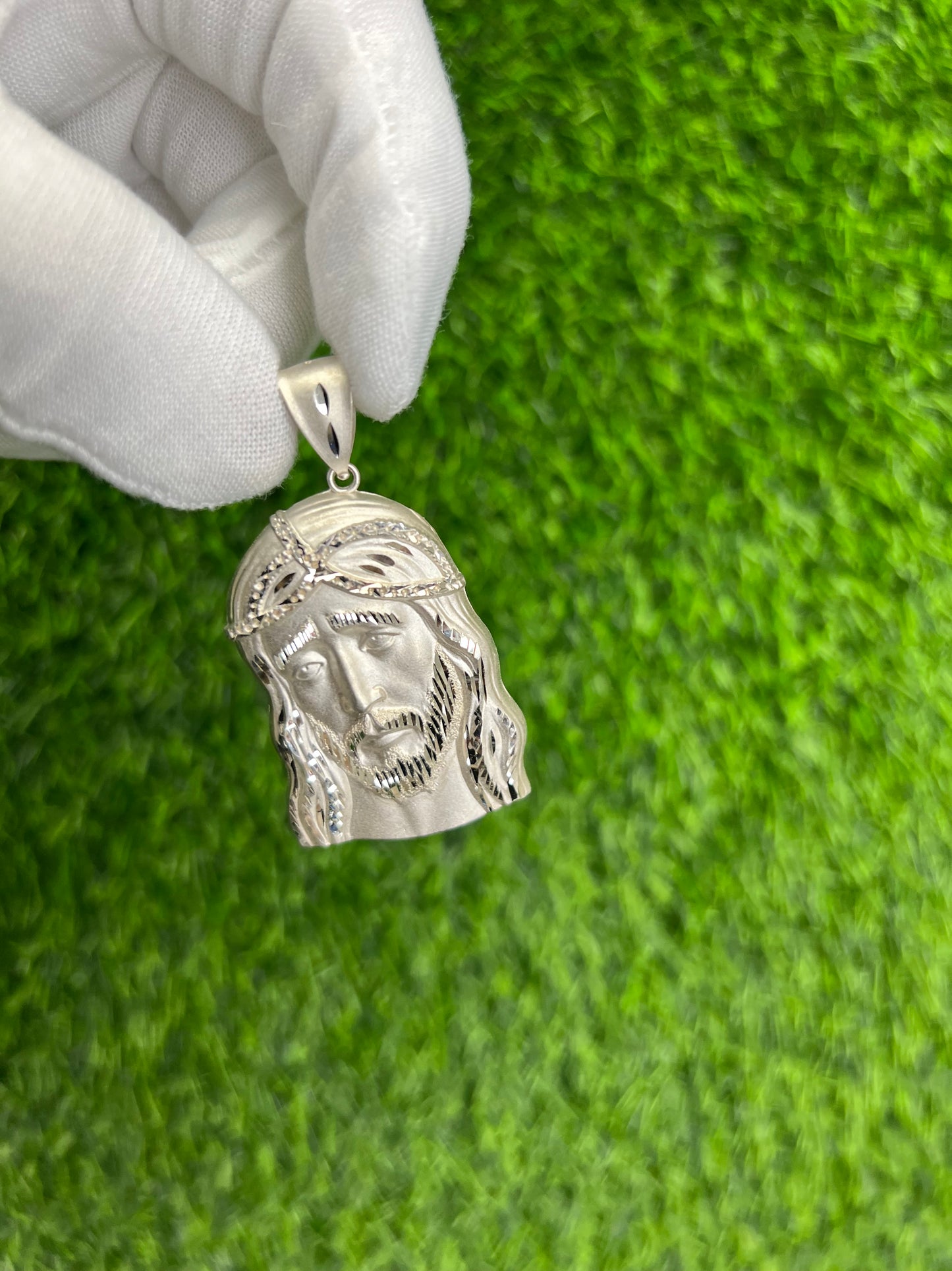 Diamond Cut Sad Jesus Face Pendant