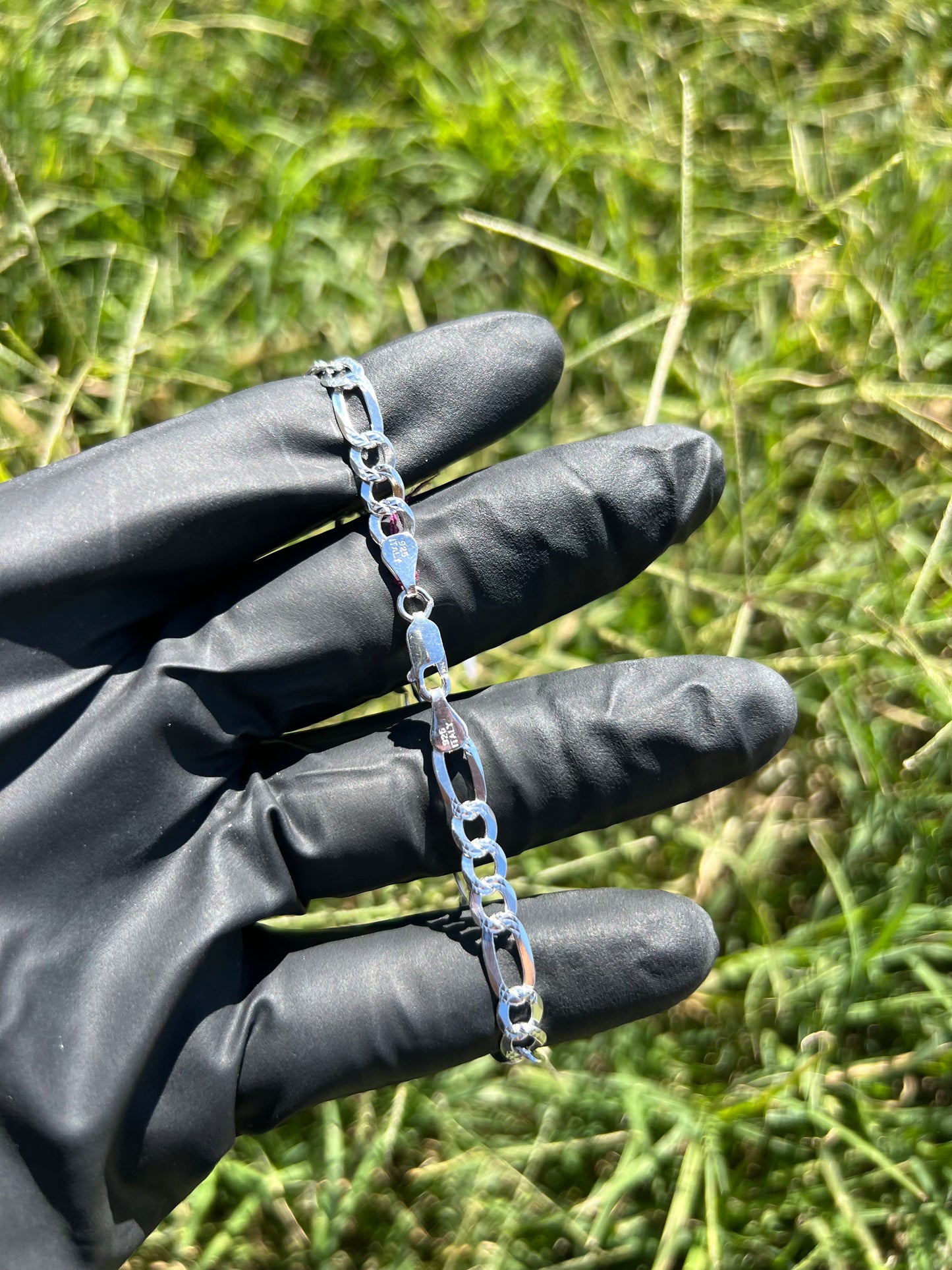 6mm Figaro Diamond Cut Bracelet