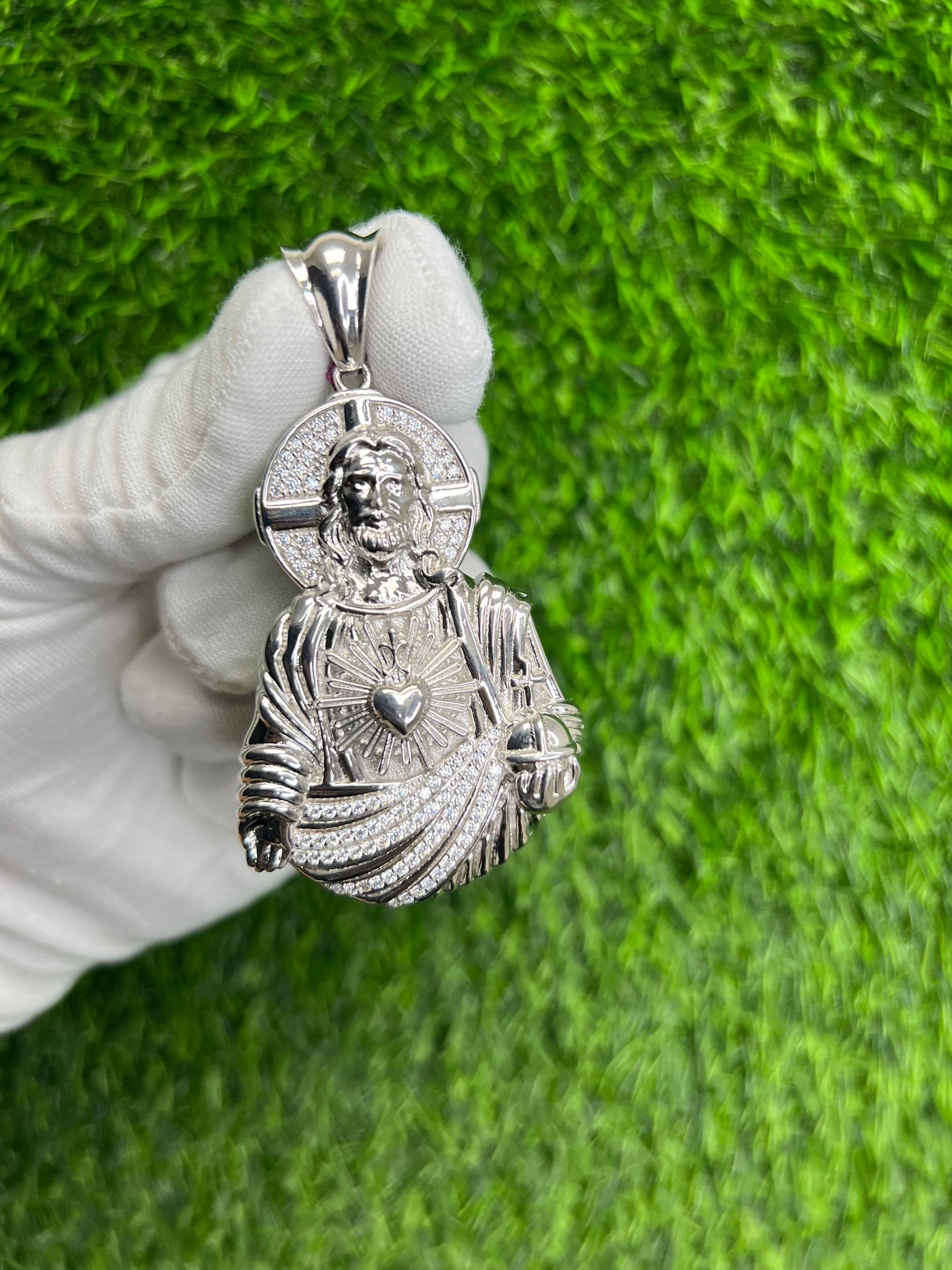 CZ Jesus Heart Pendant